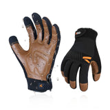 Vgo... 1-Pair Safety Work Gloves for Men,Anti-Vibration,Abrasion Resistant,Leather Work Gloves (L,Brown, CA9765)