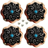 CHALLENGER Set of 4 Conchos Western Saddle Tack 11/4 Copper Engraved Co566