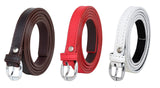 Zacharias WomenS Artificial Leather 0.5 Inches Slim Belt_(V0.5_Brown_Red & White) (Pack Of 3)