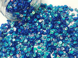 The Design Cart 4 mm Blue Metallic Round Circular Plastic Sequins Sitara for Embroidery, Embellishing Handbags, Apparels, Art Cr