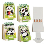 Funblast Cute Mini Spiral Diary 4 Pcs Panda Diary With Velcro Lock, Small Pocket Diary, Kawaii Diaries, Cartoon Memo Notepads,