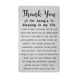 Metal Engraved Card - Thank You Gifts for Women Men - Appreciation Gifts for Friends - Thank You for Being A Blessing In My Life