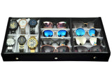 Proniks Goggles,Eyewear, Sunglass.Watches Case Cover Box Zipper 14Pcs Storage Organiser In Clear Black (Black, Free Size)