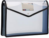 Fedus Document Holder Envelope Folder,File Storage Bag With Snap Button Transparent Plastic File For Documents A4 Paper File Hol