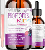 Healthy Genetics Liquid Probiotics for Kids & Toddlers | + Prebiotic + Ginger Root | Acidophilus Probiotic | Dairy Free | Vegan 