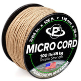 Paracord Planet Micro Paracord - Thin Braided Cord for Crafting, Fishing, and DIY Projects in 125 ft Spools - Tan
