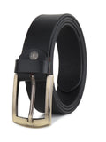 Sunshopping MenS Formal Genuine Leather Pin Buckle Black Belt (Jafa101Bl) (40, Black)