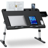 EVETTO Laptop Bed Desk, X-Large Leather Adjustable Computer Bed Table Tray, Foldable Laptop Lap Desk for Bed Sofa Couch Floor Wr