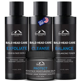 Mountaineer Brand Bald Head Care For Men | All Natural 4 Step Daily Skin Care for Healthy Scalp & Face | Exfoliate and Scrub | C