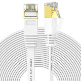 Ercielook Ethernet Cable 100 ft High Speed, Cat 6 Flat Network Cable with Rj45 Connectors, Long LAN Cable with Clips - White 30 