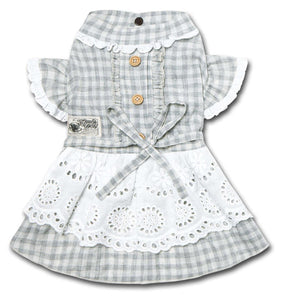 Touchdog I Love Poochi Classical Fashion Plaid Dog Dress, Large, Blue