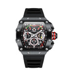 Giordano Multifunction Watch For Men With Day, Date, And 24-Hour Sub-Dial, Water Resistant Square Dial Unique Design