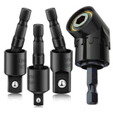 CIGOTU 105 Degree Right Angle Drill Adapter Set, 1/4-1/2 Inch Socket Adapters, 4-in-1 Impact Grade Extension Kit with 360 Rotati