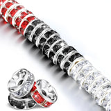 Ferreve 600 Pcs Red Black White Spacer Beads for Jewelry Making 8 mm Rhinestone Spacer Beads for Beaded Pens Crystal Bead for DI