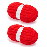 Chunky Chenille Yarn for Crocheting/Arm Knitting, Super Soft Jumbo Knit Blanket Yarn Red 2 Pack (32 yds, 8.5 oz Each Pack)