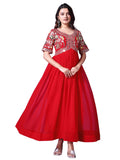 Wedani Georgette Embroidered Anarkali Gown For Women (In Alpha S Regular Red),Red,S