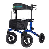 ELENKER All-Terrain Rollator Walker with Non-Pneumatic Tire 12Front Rubber Wheels, Compact Folding Design for Seniors, Blue