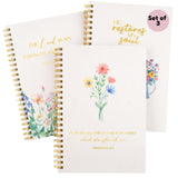 Christian Notebook Set of 3 Bible Study Journals, Scripture Botanical
