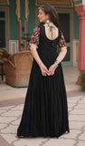 Wedani Georgette Anrakali Kurta Set For Women (In Alpha M Regular Black),BLACK,M,Georgette,Anarkali,