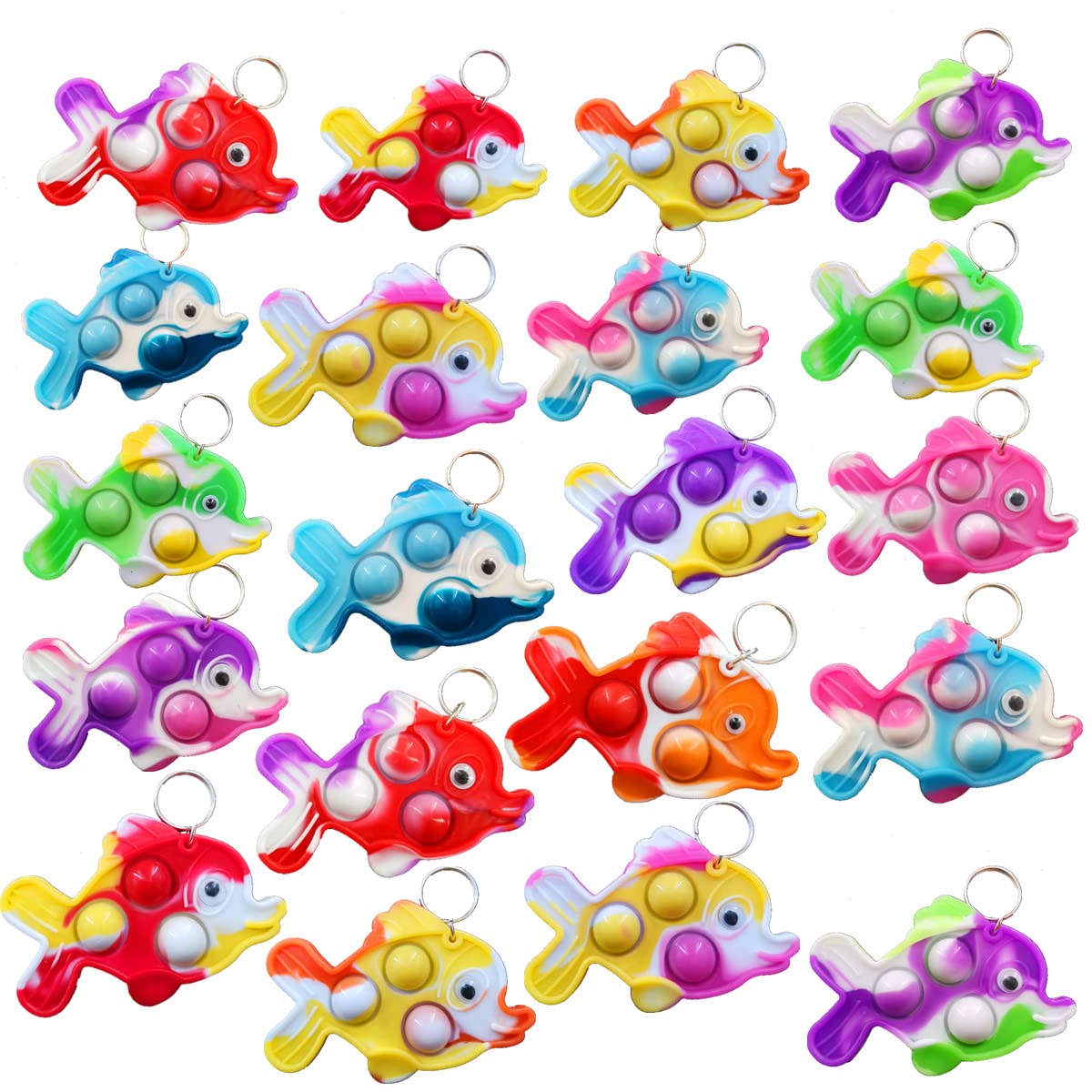 100 Packs Summer Present Unique Mini Fish Assorted fidgets for Kids Children Classroom Students Gifts from Teacher,Birthday Part