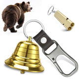 NedFoss 2 Loud Bear Bell with Whistle Set for Hikers, 3 in 1 Hiking Gear Solid Brass Bear Bells with Silencer, Emergency Whistle
