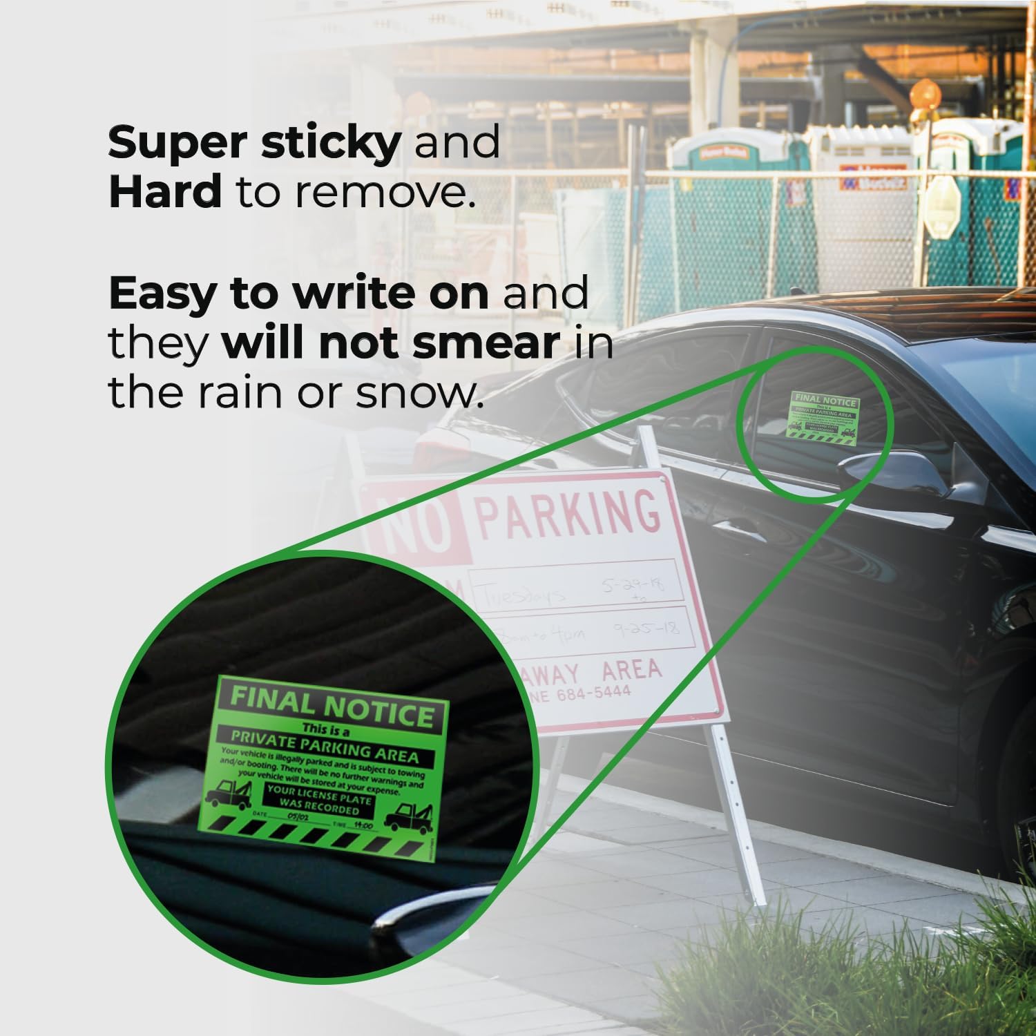 100 MESS Parking Violation Stickers Hard to Remove - No Parking Stickers - Bad Parking Stickers - Super Sticky Warning Stickers