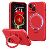 Vanxiliiy Compatible with iPhone 15 Plus Case with Stand, Full Camera Protection Slim Liquid Silicone Phone Cases Fit for iPhone