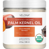 velona USDA Certified Organic Palm Kernel Oil - 8 Fl Oz | 100% Pure and Natural Carrier Oil | Refined, Cold Pressed | Face, Hair