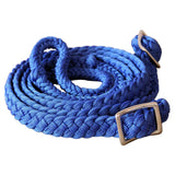 HILASON Braided Poly Horse Barrel Reins Flat W/Easy Grip Knots 1 X 8Ft Blue | Racing Rein Gifts