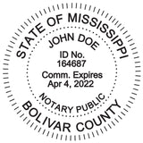 Round Notary Stamp for State of Mississippi- Self Inking Stamp - Top Brand Unit with Bottom Locking Cover for Longer Lasting Sta