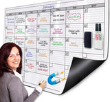 Magnetic-Receptive Dry Erase Monthly Extra Large White Board Calendar for Wall 38x50, Big Whiteboard Calendar with Iron Sheet Ba