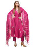 Anni Designer Women'S Rayon Blend Anarkali Printed Kurta With Pant & Dupatta (Berlin Pink-Vks02_Xl_Pink_X-Large),Pink,XL,,,