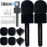 2PCS Microphone Holder for DJI/DJI Mini/2/3, Mic Handle for Rode, Hollyland Microphone, Magnetic wireless mic holder with Pop Fi