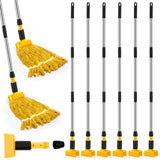 Thyle 6 Pack Stainless Steel Commercial Mop Handle for Floor Cleaning, 3 Section Replaceable Mop Stick Replacement with Jaw Clam