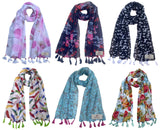 Fusfus WomenS Printed Chiffon Scarves And Stoles, Free Size(Multicolour, Fs1876) Pack Of 6 (Multicolor4)