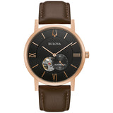 Bulova Mens Classic Dress 3Hand 21 jewel Automatic Watch, 42 Hour Reserve, Hack Feature, Subsecond Hand, Open Aperture Dial,