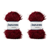 Buvemu Eyelash Fun Fur Yarn 100 Gram (3.53 Ounces) 175 Yards (160 Meters) (Maroon - 2 Skeins)