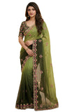 Leeli Peeri Designer WomenS Georgette Embroidery Work Saree With Unstitched Blouse Piece 3826Ps2