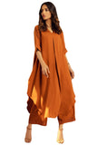 Gosriki Women'S Rayon Viscose Solid A-Line Kurta With Palazzo (Dhruvika Rust-Gs_L_Rust_Large),Rust,,B0F9PY8MV1