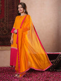 Anni Designer Women'S Cotton Blend Straight Solid Kurta With Pant & Dupatta (Panai Orange_M_Orange_Medium),Orange,M,Rayon Blend,Classic,