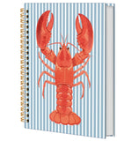 KRHFG Red Lobster Coastal Beach Spiral Notebook, Lobster Lover Gifts, Crawfish Gifts Journal for Writing, Nautical Beachy Notebo