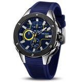 Megir Men'S Analogue Sport Chronograph Luminous Quartz Watch With Fashion Silicone Strap, White