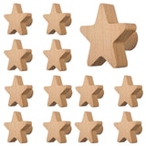 MOROBOR 12PCS Star Shaped Wooden Knobs, Single Hole Beech Wood Handles Wood Cupboard Cabinet Handle Pulls for Chest of Drawers w