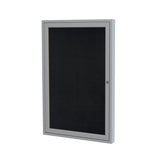 Ghent 36x24 1Door indoor Enclosed Recycled Rubber Bulletin Board, Shatter Resistant, with Lock, Satin Aluminum Frame,Black (P