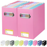 BALEINE File Organizer Box, Cardboard File Folder Organizer with Handle for Letter Size, Portable Collapsible Hanging Filing Box