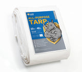 GUARD SHIELD Heavy Duty Tarp 20x40 Feet White Multi Purpose Thick Waterproof Poly Tarp Cover 10mil