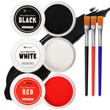 nsxsu Halloween Makeup Kit, White + Black + Red Face Paint 165g(5.8oz ), Face Painting Kit for Kids and Adults, Body Paint Kit w