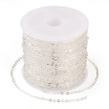Beadthoven 32.8Ft Brass Flat Cable Chain for Jewelry Making 1.5mm Silver Plated Flat Cross DIY Necklace Chain Bracelet Jewelry F