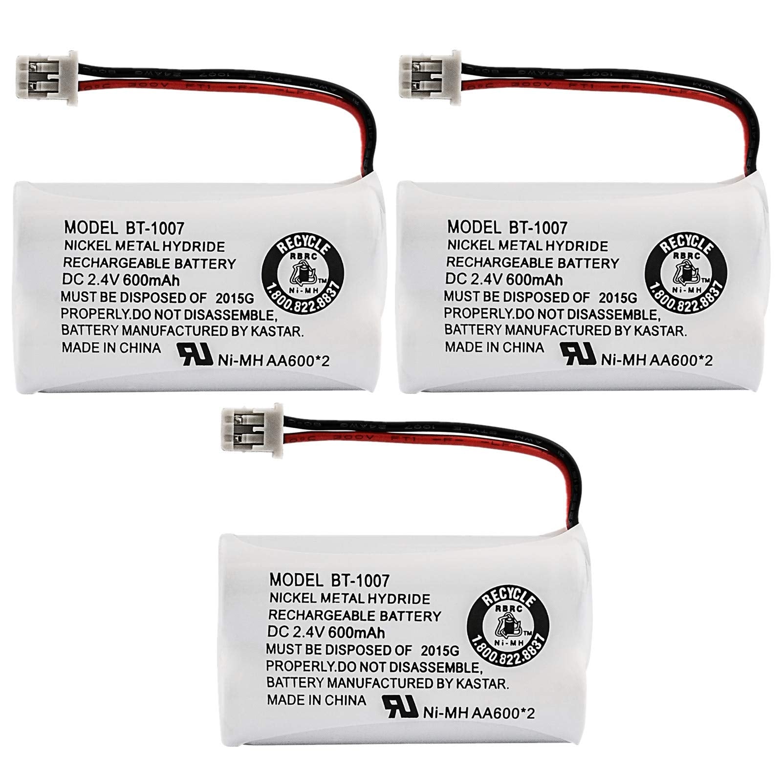 New! Genuine Uniden BBTY0651101 BT-1007 NiMH 600mAh DC 2.4V Rechargeable Cordless Telephone Battery (3-Pack)