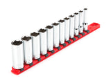 TEKTON 3/8 Inch Drive Deep 6Point Socket Set with Rail, 12Piece (819 mm) | SHD91106